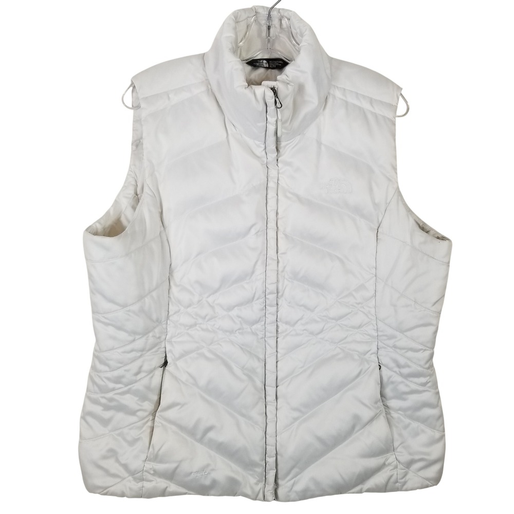The North Face Aconcagua 550 Down Puffer Vest White Womens XL‎ Quilted Zip Up